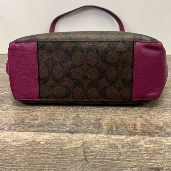 SOLD IN STORE Coach Signature Stitching Tote Brown/Magenta - Picture 8 of 16
